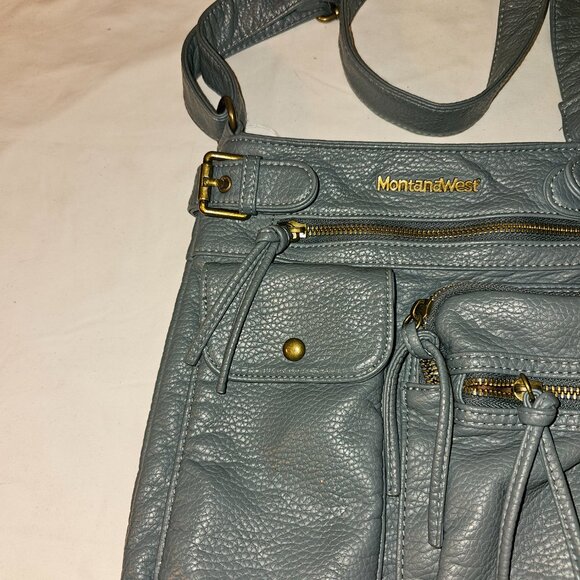 Montana West - Blueish Gray Leather Satchel - Picture 3 of 5